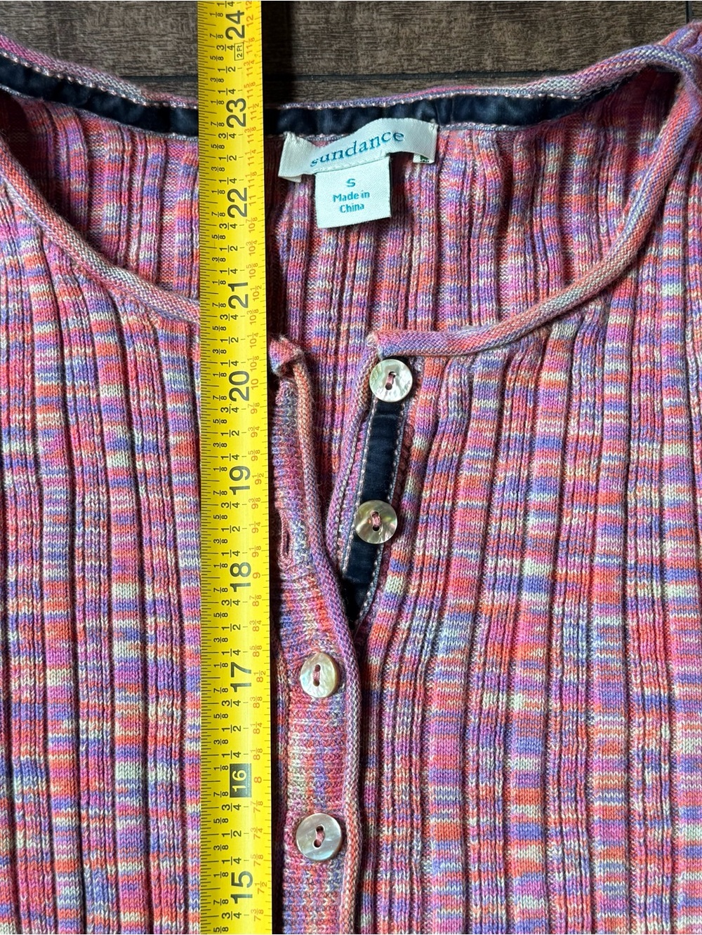 Pink Multicolor Ribbed Henley Knit top - Picture 4 of 6